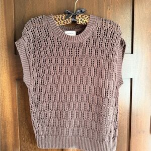 ❌ SOLD ❌ Evereve Sima Brown Open-Knit Sleeveless Sweater